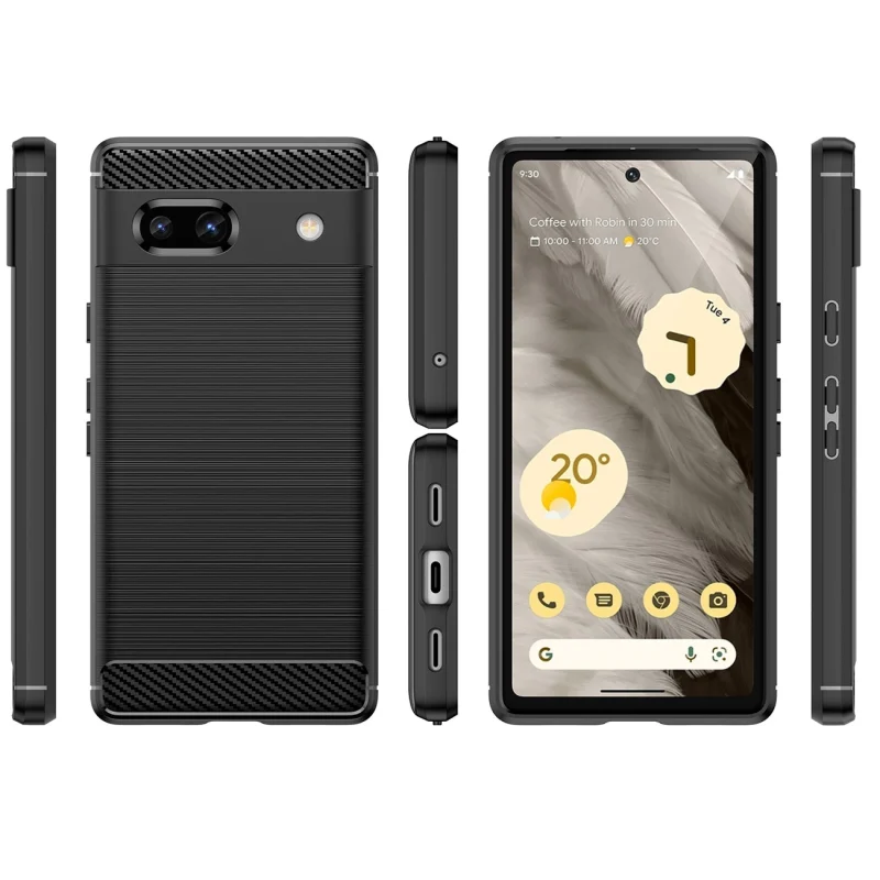 Carbon Case etui Google Pixel 7a elastyczny silikonowy karbonowy pokrowiec czarne - obrazek 2