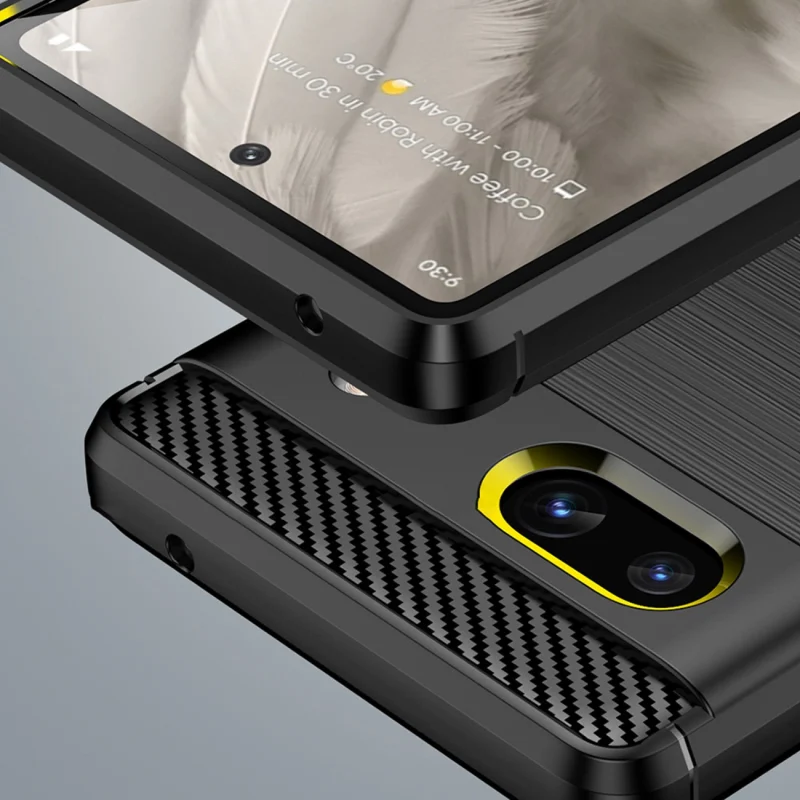 Carbon Case etui Google Pixel 7a elastyczny silikonowy karbonowy pokrowiec czarne - obrazek 6