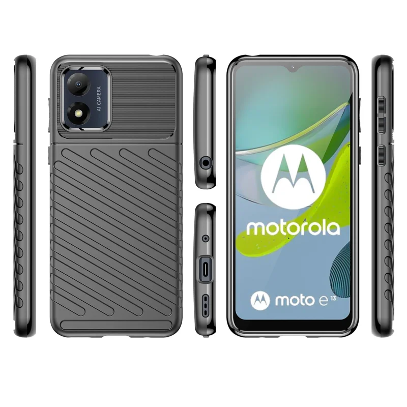 Thunder Case etui Motorola Moto E13 silikonowy pancerny pokrowiec czarne - obrazek 2