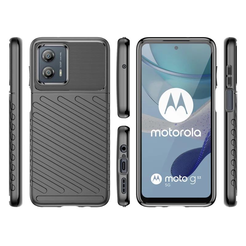 Thunder Case etui Motorola Moto G53 silikonowy pancerny pokrowiec czarne - obrazek 2