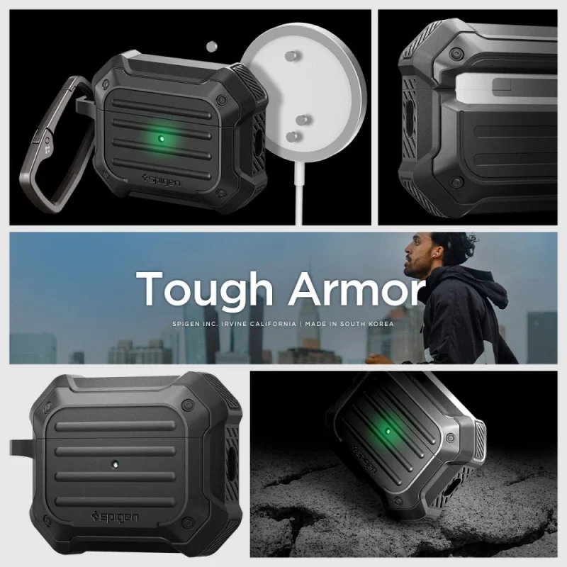 Etui Spigen Tough Armor MagSafe na Apple AirPods Pro 1 / 2 - czarne - obrazek 11