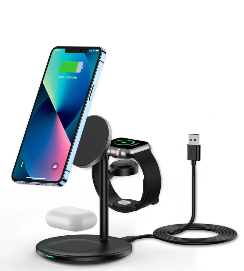 Choetech stacja ładująca indukcyjna 3w1 iPhone 12/13/14, AirPods Pro, Apple Watch czarna (T585-F) - obrazek 2