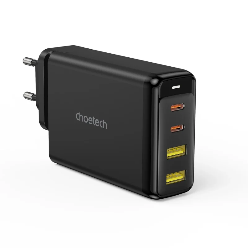 Choetech ładowarka GaN 140W 4 porty (2x USB C, 2x USB) czarna (PD6005) - obrazek 2