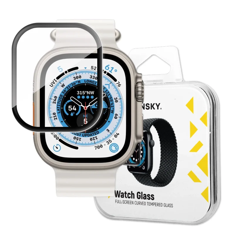 Wozinsky Full Glue Tempered Glass szkło hartowane do Apple Watch Ultra 1 / 2 49 mm 9H na cały ekran z czarną ramką