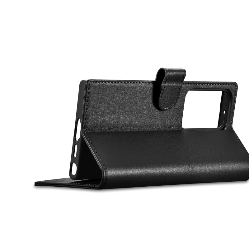 iCarer Wallet Case etui do Samsung Galaxy S23 Ultra skórzany pokrowiec portfel czarne - obrazek 2