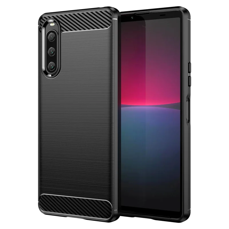 Carbon Case etui do Sony Xperia 10 V elastyczny silikonowy karbonowy pokrowiec czarne