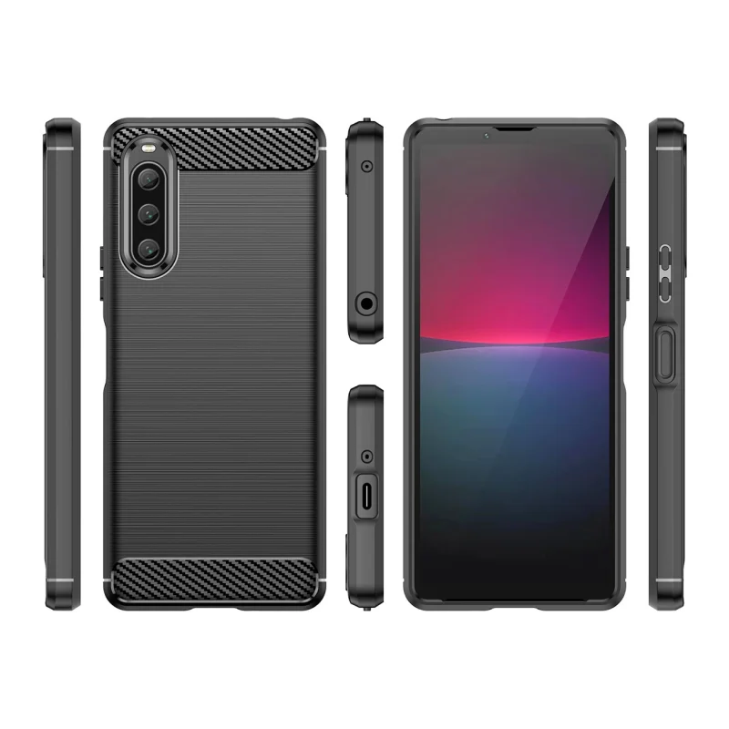 Carbon Case etui do Sony Xperia 10 V elastyczny silikonowy karbonowy pokrowiec czarne - obrazek 2