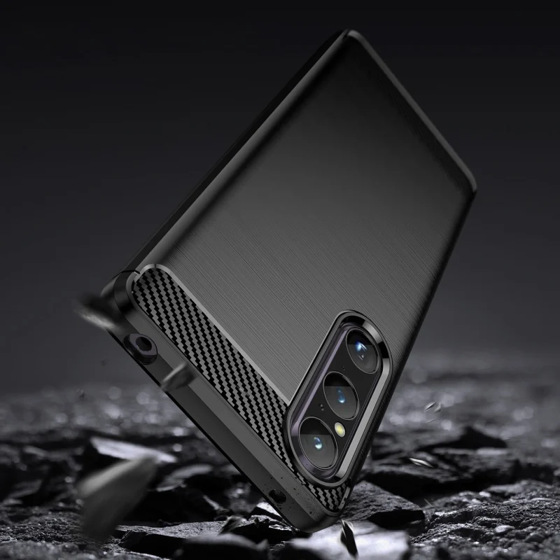 Carbon Case etui do Sony Xperia 1 V elastyczny silikonowy karbonowy pokrowiec czarne - obrazek 3