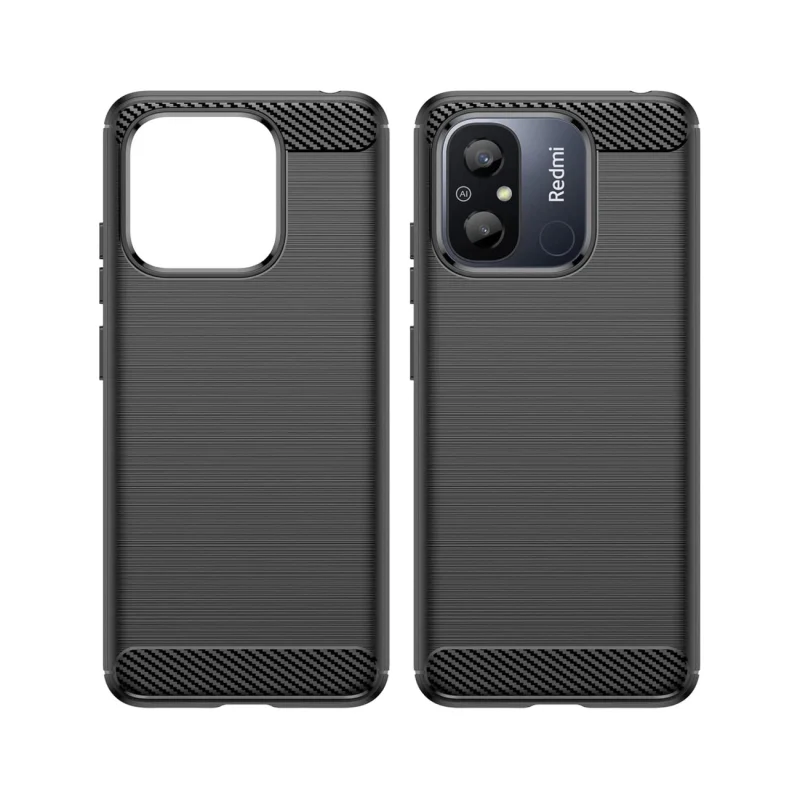 Carbon Case etui do Xiaomi Redmi 11A / Poco C55 / Redmi 12C elastyczny silikonowy karbonowy pokrowiec czarne - obrazek 8