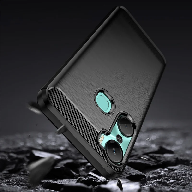 Carbon Case etui do Infinix Hot 12 Pro elastyczny silikonowy karbonowy pokrowiec czarne - obrazek 3