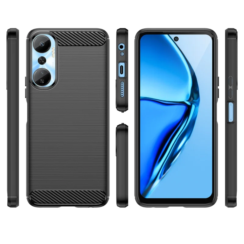 Carbon Case etui do Infinix Hot 20 elastyczny silikonowy karbonowy pokrowiec czarne - obrazek 2