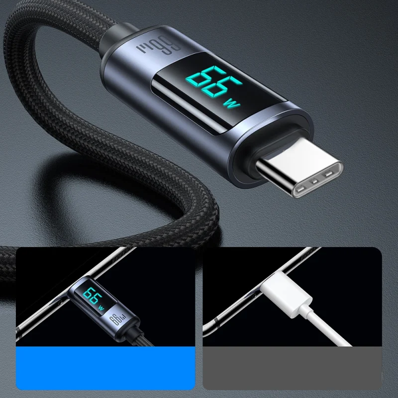 Kabel Joyroom Prism Series A16 USB-C / USB-A 66W 1.2m z wyświetlaczem LED - czarny - obrazek 5