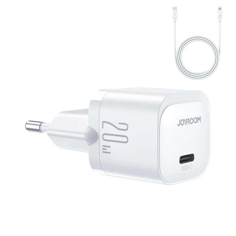 Mini ładowarka USB C 20W PD z kablem USB C - Lightning Joyroom JR-TCF02 - biała