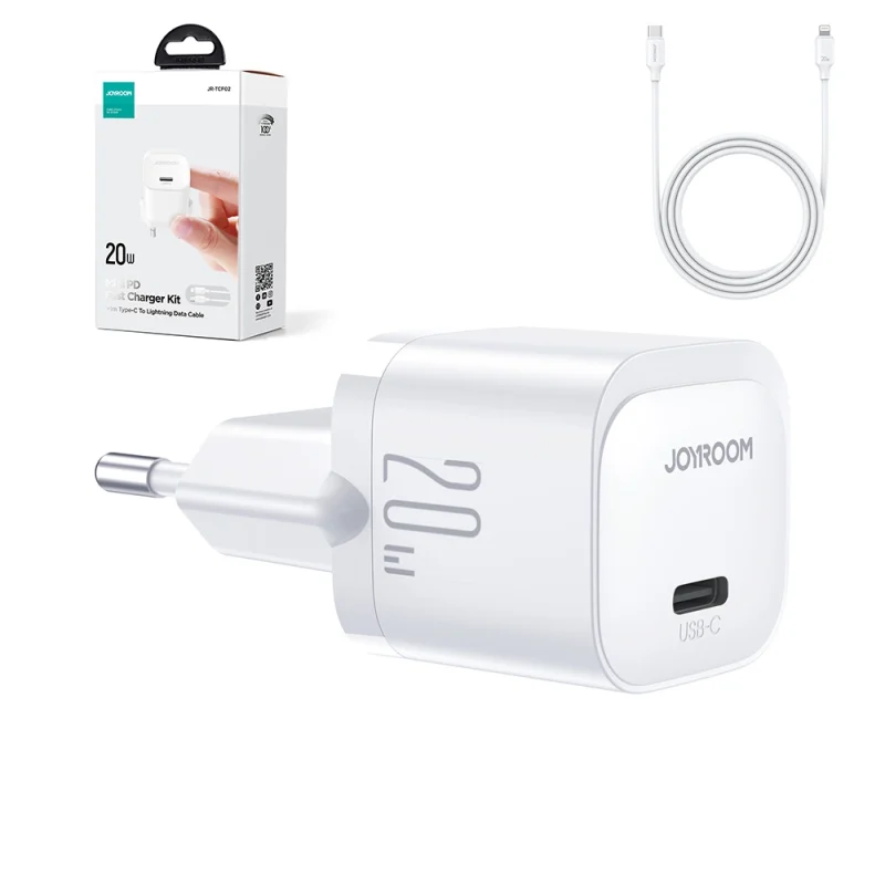 Mini ładowarka USB C 20W PD z kablem USB C - Lightning Joyroom JR-TCF02 - biała - obrazek 9