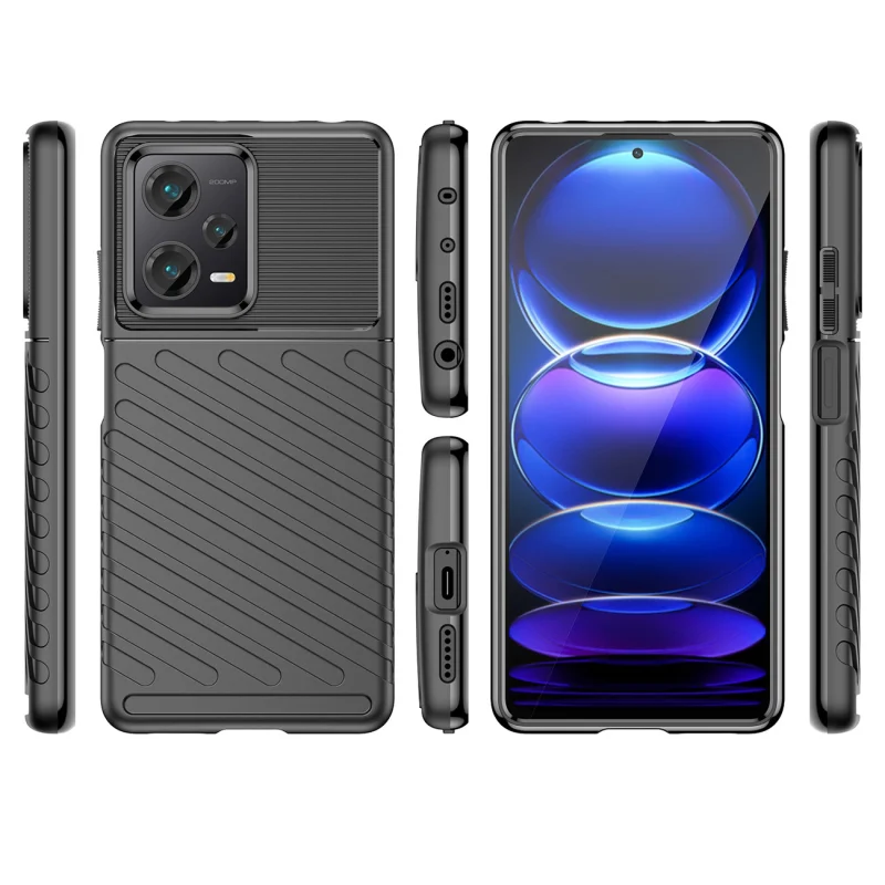 Thunder Case etui do Xiaomi Redmi Note 12 Pro+ silikonowy pancerny pokrowiec czarne - obrazek 2