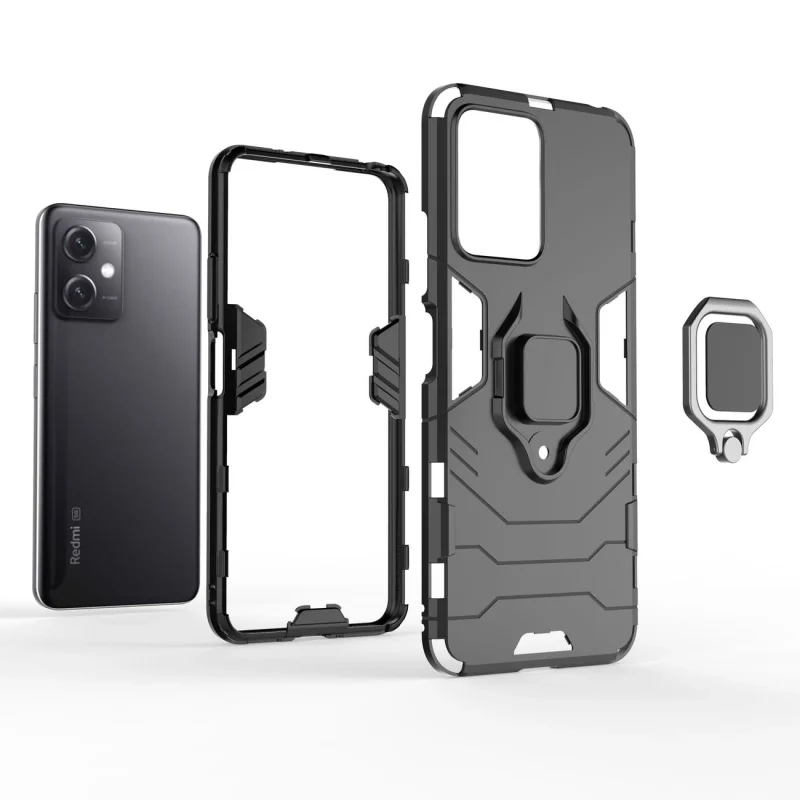 Ring Armor etui do Xiaomi Redmi Note 12 5G / Poco X5 5G pancerny pokrowiec uchwyt magnetyczny ring czarne - obrazek 14