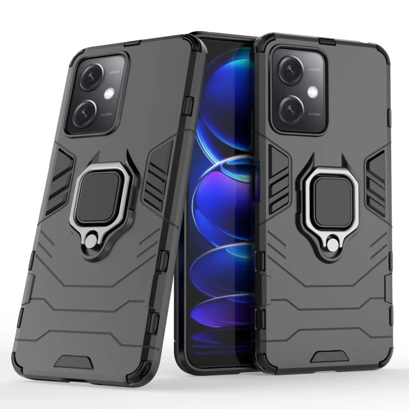 Ring Armor etui do Xiaomi Redmi Note 12 5G / Poco X5 5G pancerny pokrowiec uchwyt magnetyczny ring czarne - obrazek 2