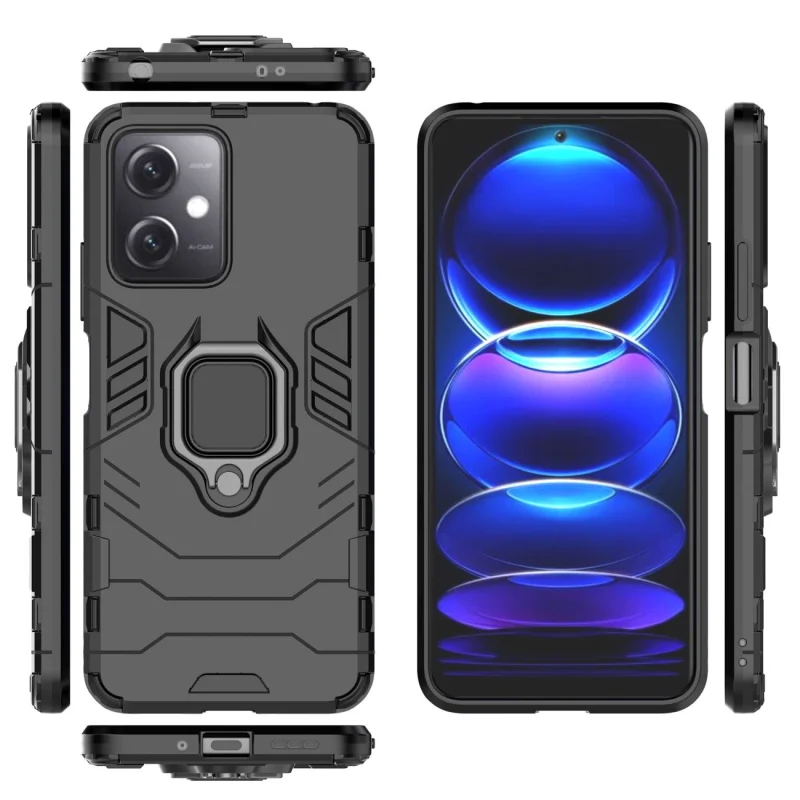 Ring Armor etui do Xiaomi Redmi Note 12 5G / Poco X5 5G pancerny pokrowiec uchwyt magnetyczny ring czarne - obrazek 3