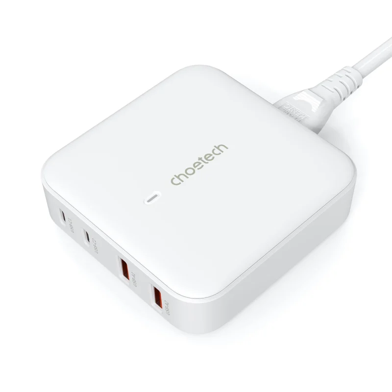 Szybka ładowarka sieciowa GaN Choetech PD8008 100W 2x USB-A / 2x USB-C - biała - obrazek 2