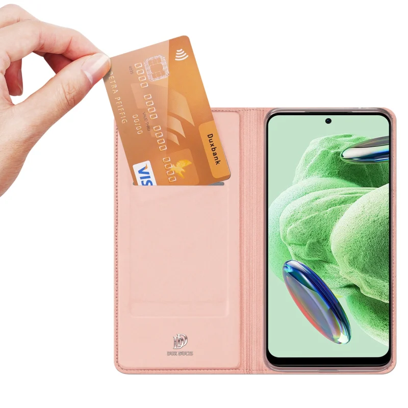 Dux Ducis Skin Pro etui do Xiaomi Redmi Note 12 Pro / Poco X5 Pro 5G pokrowiec z klapką portfel na kartę podstawka różowe - obrazek 2