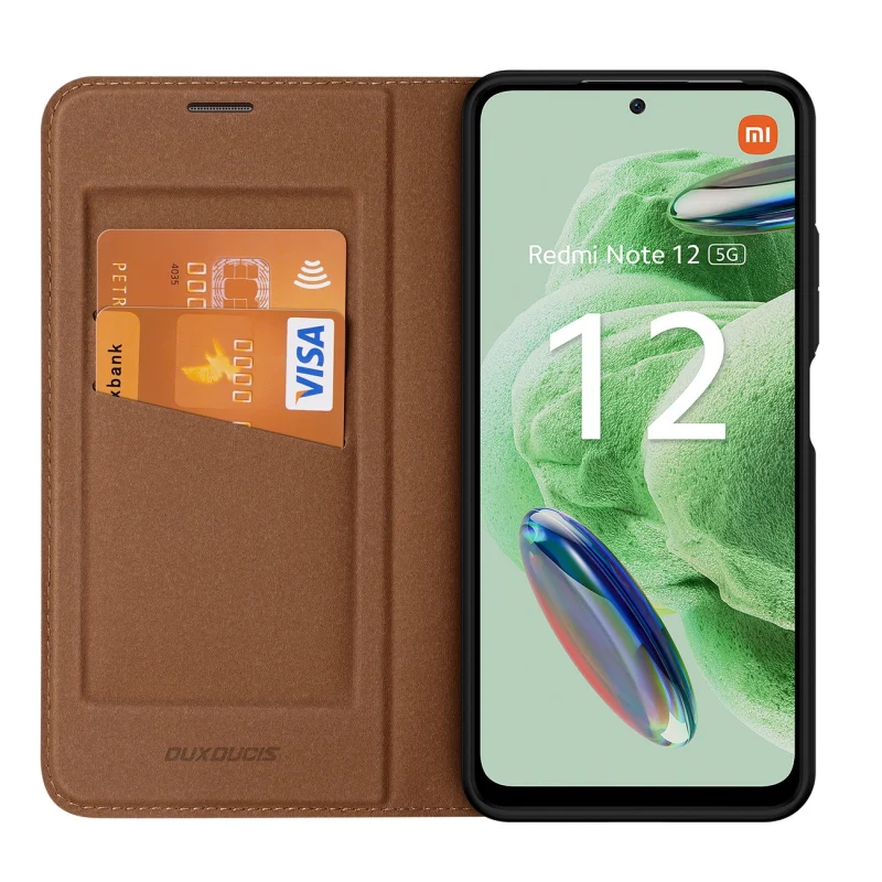 Dux Ducis Skin X2 etui do Xiaomi Redmi Note 12 5G / Poco X5 5G pokrowiec z klapką portfel podstawka brązowe - obrazek 3