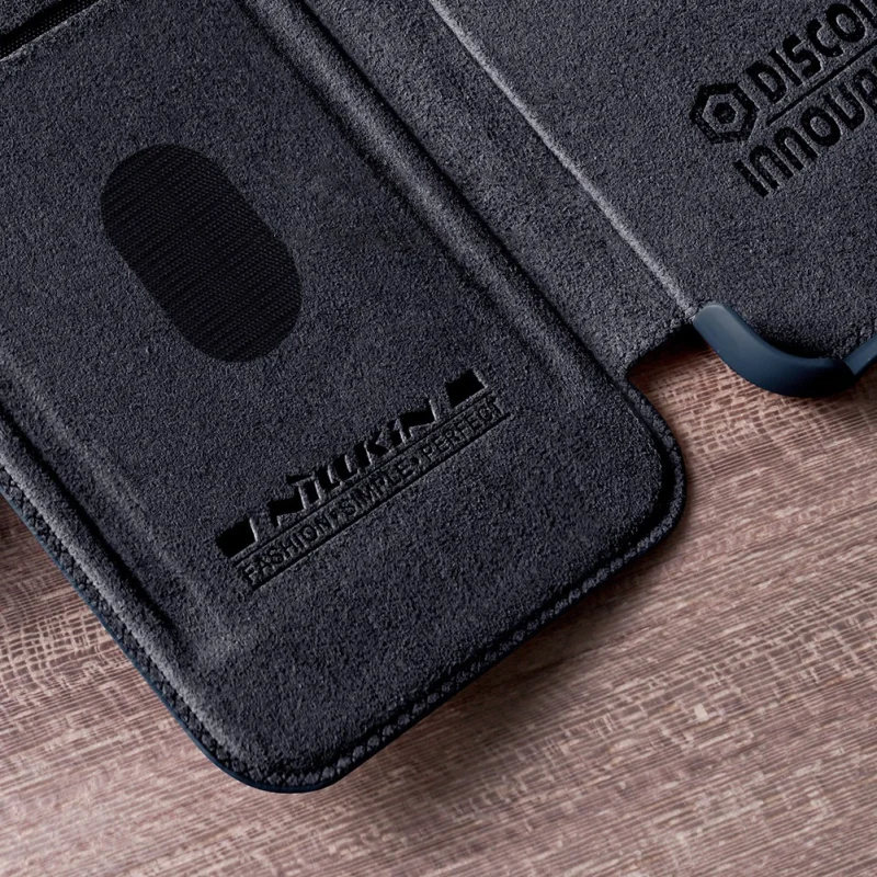 Nillkin Qin Leather Pro Case etui do Samsung Galaxy A54 5G pokrowiec z klapką osłona na aparat czarne - obrazek 12