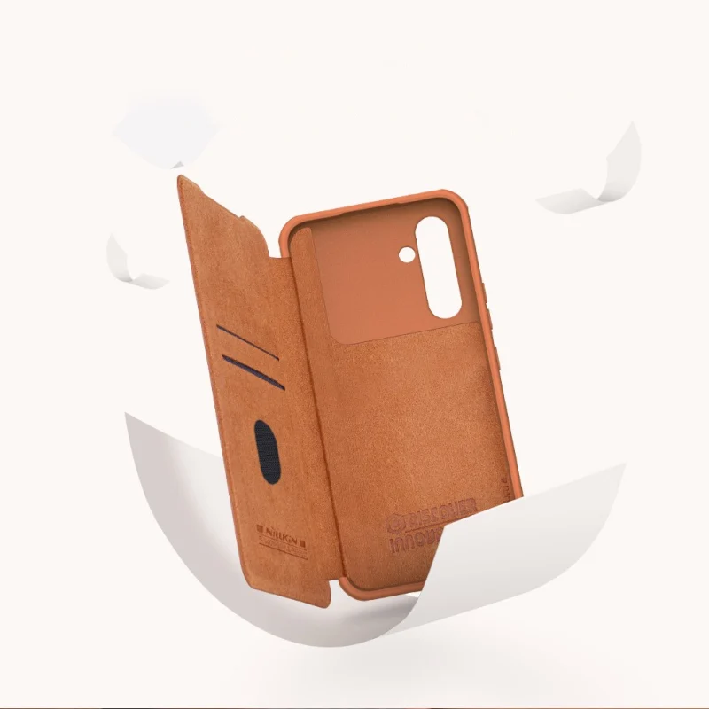 Nillkin Qin Leather Pro Case etui do Samsung Galaxy A54 5G pokrowiec z klapką osłona na aparat czarne - obrazek 10