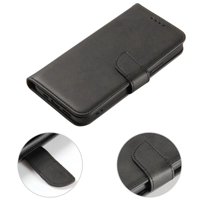 Magnet Case etui do Vivo Y16 / Vivo Y02s pokrowiec z klapką portfel podstawka czarne - obrazek 2