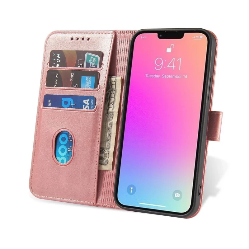 Magnet Case etui do Xiaomi Redmi Note 12 pokrowiec z klapką portfel podstawka różowe - obrazek 7