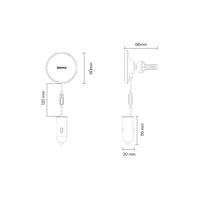 Ładowarka indukcyjna do samochodu MagSafe 15W USB 25W Baseus CW01 - czarna - obrazek 14