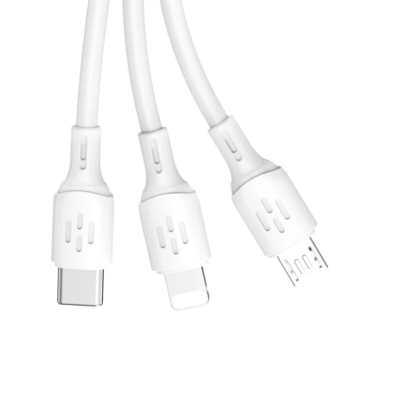 Kabel Dudao L8A-3in1 USB-A - USB-C / micro USB / Lightning 480Mb/s 1.2m - biały - obrazek 2