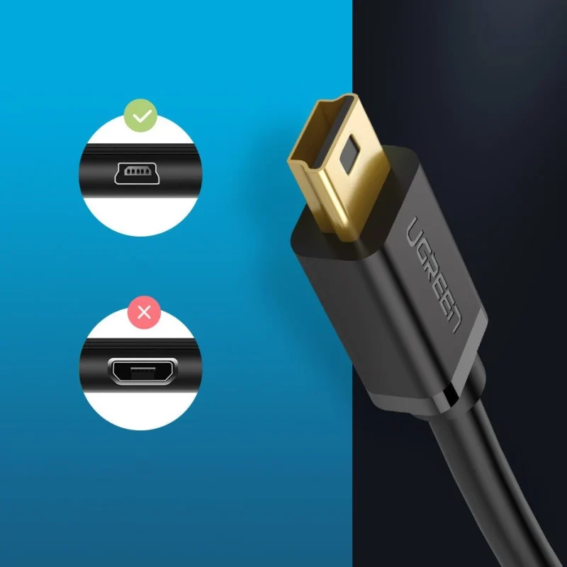 Ugreen kabel przewód USB - mini USB 480 Mbps 1 m czarny (US132 10355) - obrazek 3