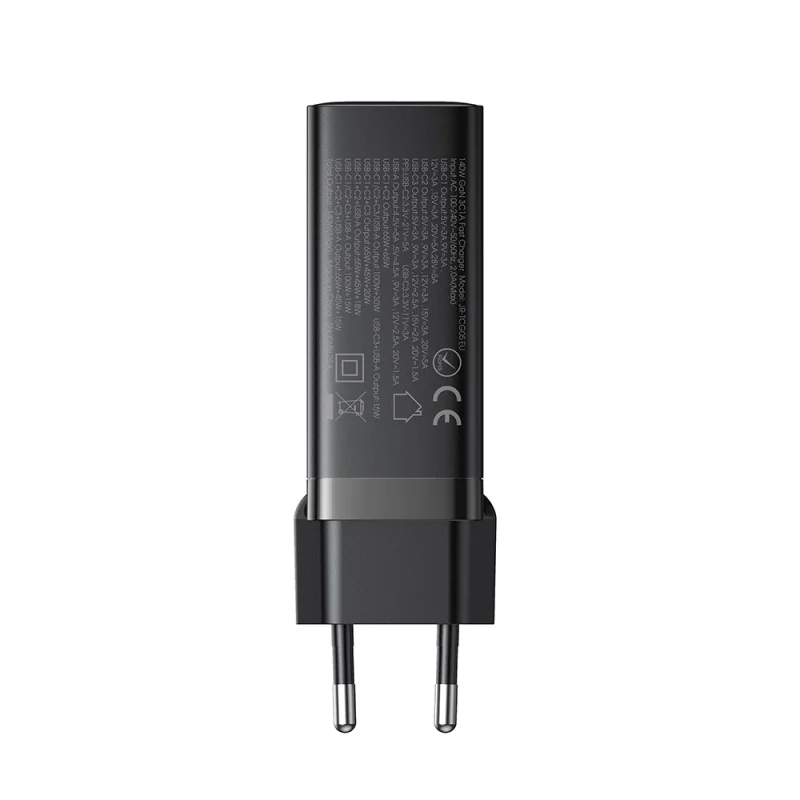 Szybka ładowarka sieciowa GaN 140W 3 x USB-C / USB-A Joyroom JR-TCG05EU - czarna + kabel USB-C - USB-C 240W 1.2m - obrazek 4