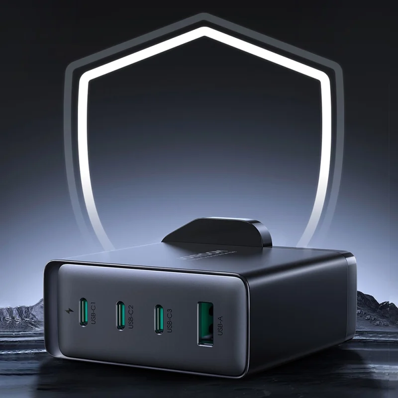 Szybka ładowarka sieciowa GaN 140W 3 x USB-C / USB-A Joyroom JR-TCG05EU - czarna + kabel USB-C - USB-C 240W 1.2m - obrazek 14