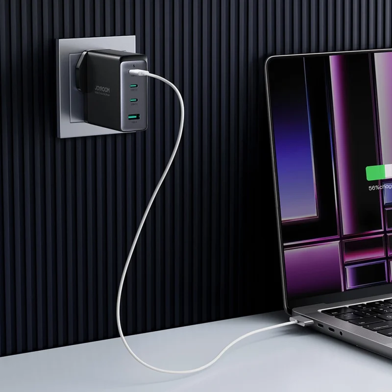 Szybka ładowarka sieciowa GaN 140W 3 x USB-C / USB-A Joyroom JR-TCG05EU - czarna + kabel USB-C - USB-C 240W 1.2m - obrazek 15