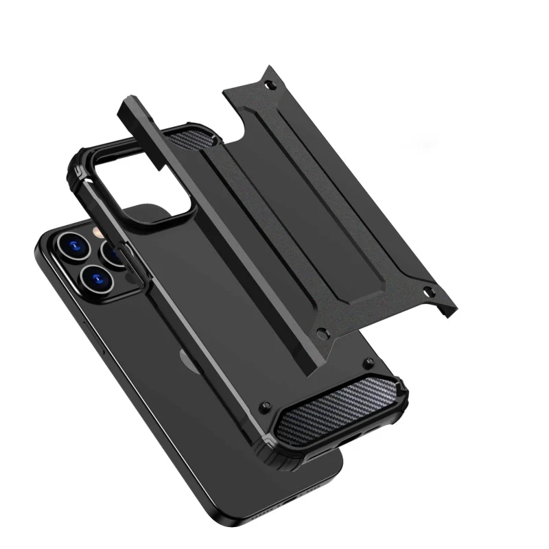 Pancerne etui do iPhone 15 Pro Hybrid Armor - czarne - obrazek 5