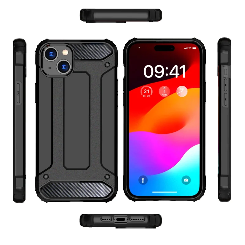 Pancerne etui do iPhone 15 Plus Hybrid Armor - czarne - obrazek 8