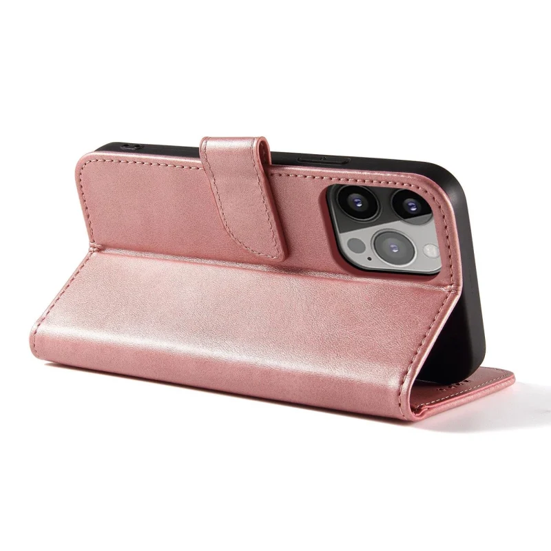 Etui z klapką i portfelem Magnet Case do iPhone 15 - różowe - obrazek 3