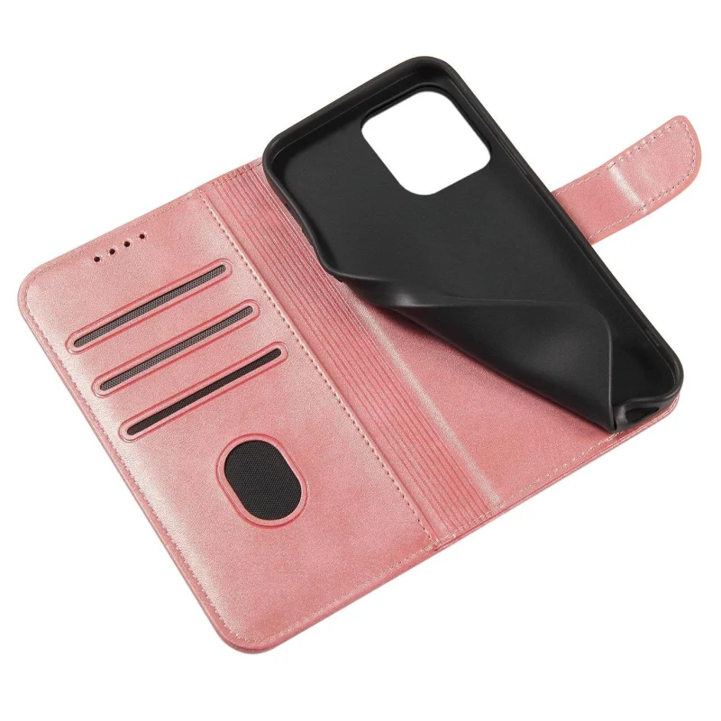 Etui z klapką i portfelem Magnet Case do iPhone 15 - różowe - obrazek 6