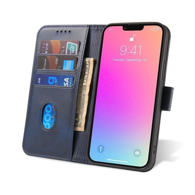 Etui z klapką i portfelem Magnet Case do iPhone 15 - niebieskie - obrazek 7