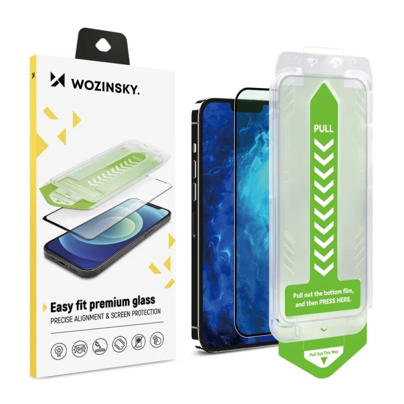 Szkło hartowane 9H z ramką montażową do iPhone 13 Pro Max Wozinsky Premium Glass - czarne