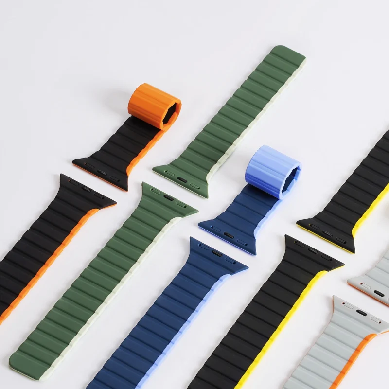 Magnetyczny pasek Apple Watch SE, 9, 8, 7, 6, 5, 4, 3, 2, 1 (41, 40, 38 mm) Dux Ducis Strap (LD Version) - szaro-pomarańczowy - obrazek 4