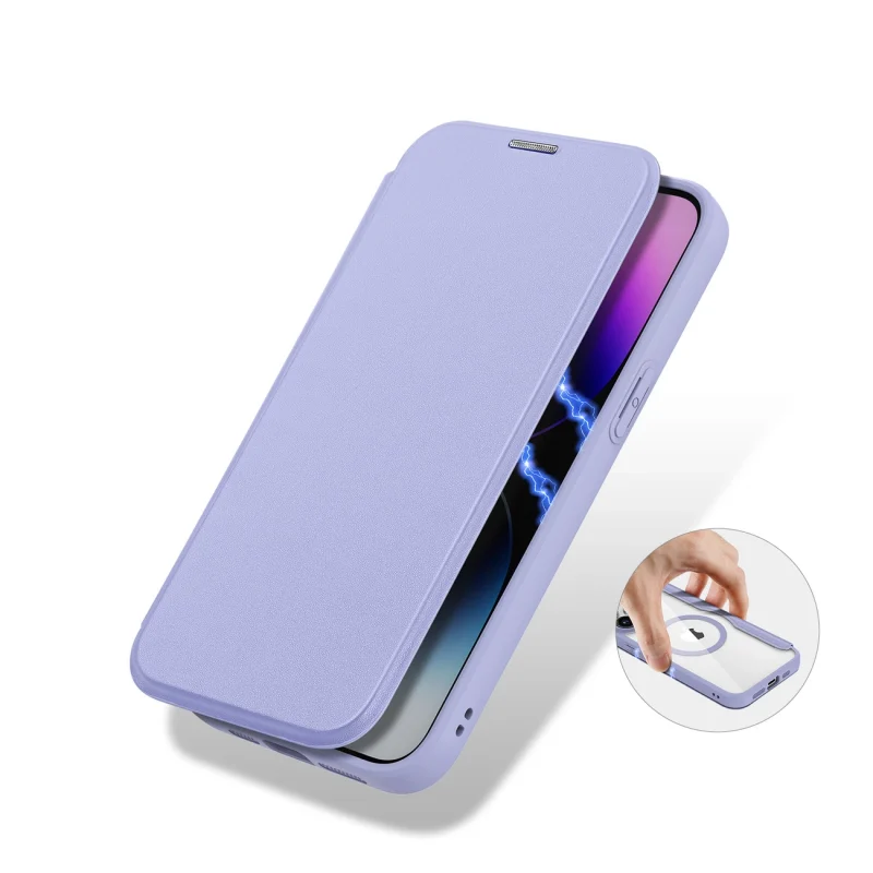 Etui Dux Ducis Skin X Pro na iPhone 15 Pro Max z MagSafe i klapką - fioletowe - obrazek 5