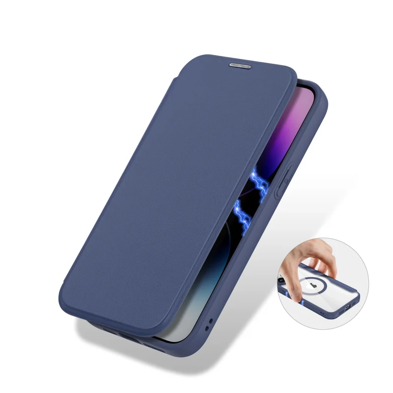 Etui Dux Ducis Skin X Pro na iPhone 15 Pro z MagSafe i klapką - niebieskie - obrazek 6