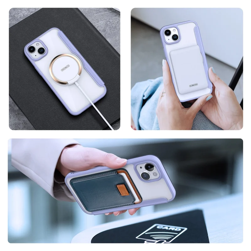 Etui Dux Ducis Skin X Pro na iPhone 15 Plus z MagSafe i klapką - fioletowe - obrazek 10