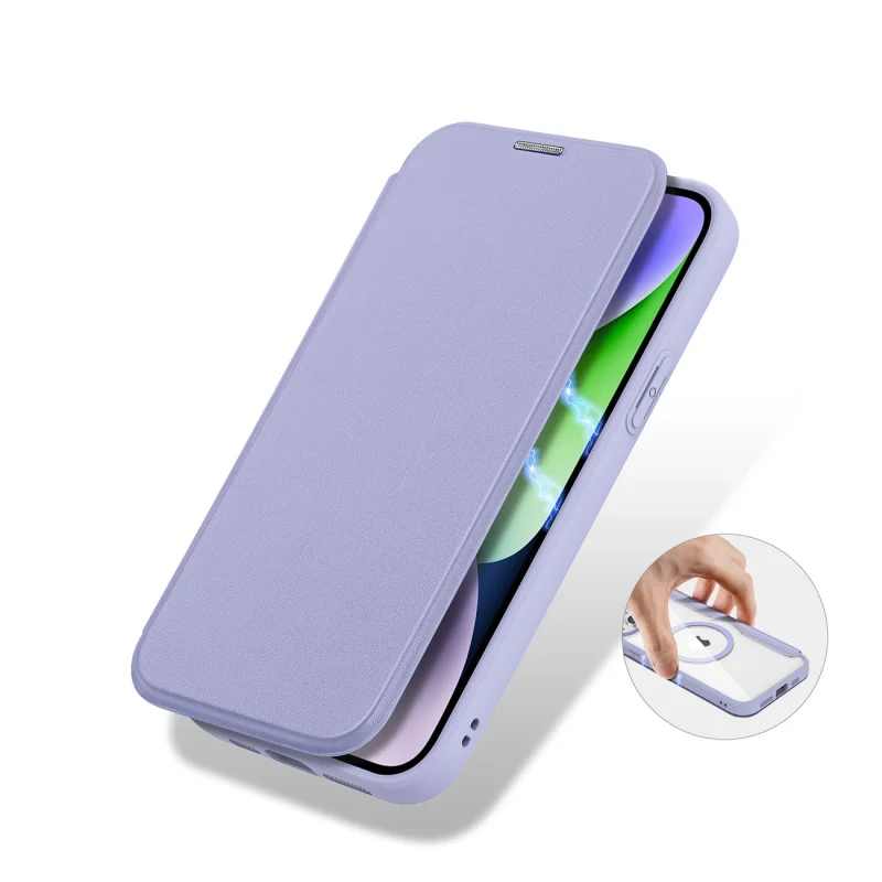 Etui Dux Ducis Skin X Pro na iPhone 15 Plus z MagSafe i klapką - fioletowe - obrazek 6