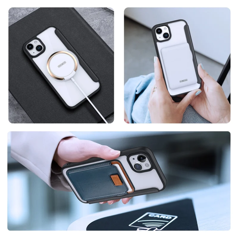 Etui Dux Ducis Skin X Pro na iPhone 15 Plus z MagSafe i klapką - czarne - obrazek 10