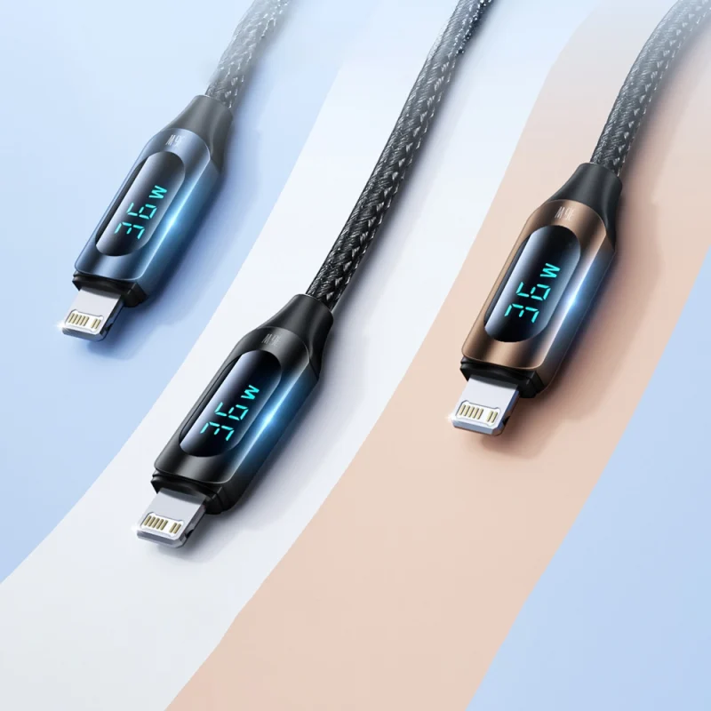 Kabel Wozinsky WUCLC2 Lightning - USB-C 36W 480Mb/s 2m z wyświetlaczem - czarny - obrazek 4