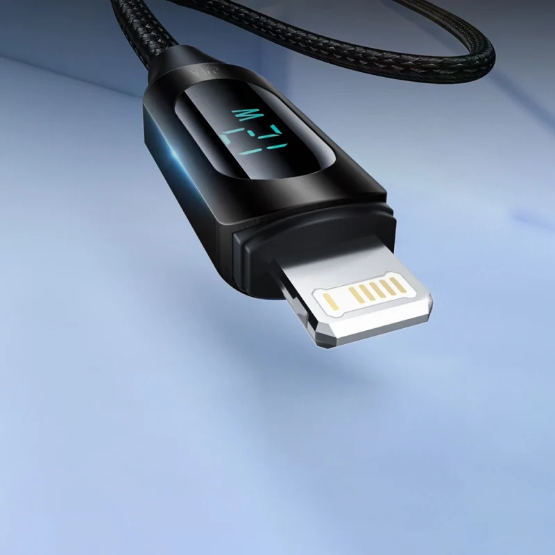 Kabel USB-A - Lightning Wozinsky WUALC2 z wyświetlaczem LED 2.4A 2m  - czarny - obrazek 3