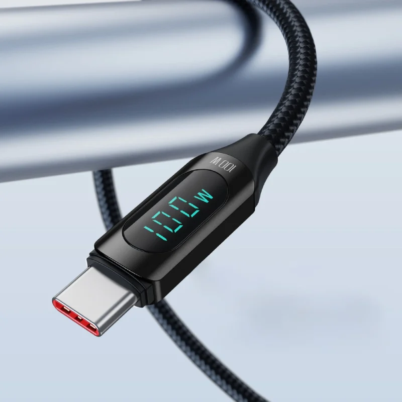 Kabel Wozinsky WUCCC1 USB-C - USB-C PD 100W 480Mb/s 1m z wyświetlaczem - czarny - obrazek 7